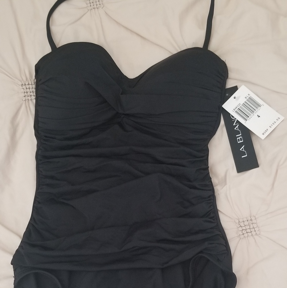 La Blanca 4 one piece halter black